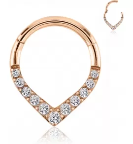 Кольцо кликер из титана с фианитами Pirslab RHT61-RD серьга для пирсинга септума, трагуса и хеликса, брови