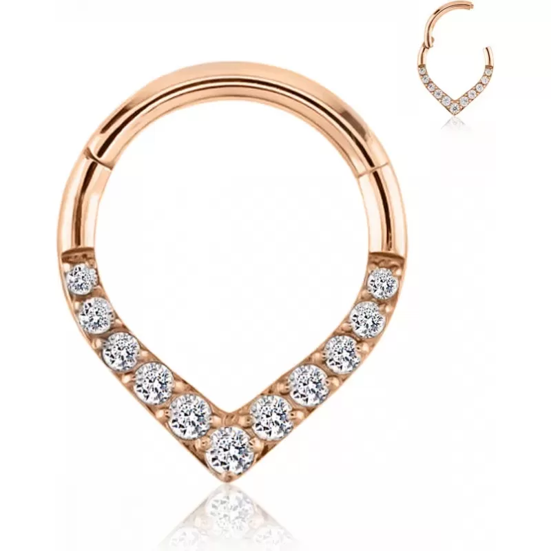 Кольцо кликер из титана с фианитами Pirslab RHT61-RD серьга для пирсинга септума, трагуса и хеликса, брови