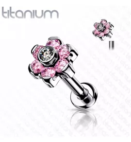 Серьга микролабрет 1,2 мм из титана Pirslab TIL21-PC с фианитами для пирсинга губ, хеликса, трагуса