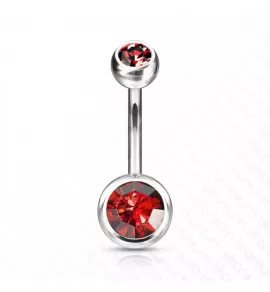 Пирсинг пупка банан из титана Pirslab T23N04-R без покрытия с фианитами