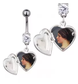 Серьга банан для пупка Everiot AAB-129TBSH с медальоном "Сердечко"