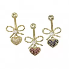 Штанга для пирсинга в пупок Everiot AAB-150TBSH с подвеской "Сердце"