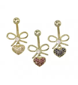 Штанга для пирсинга в пупок Everiot AAB-150TBSH с подвеской "Сердце"