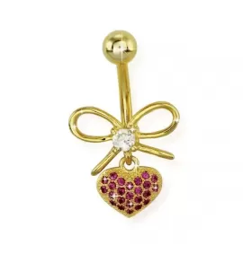 Штанга для пирсинга в пупок Everiot AAB-150TBSH с подвеской "Сердце"