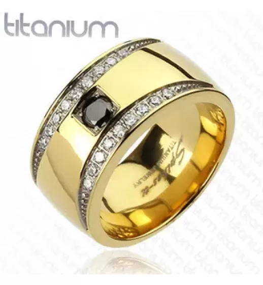Мужское кольцо из титана Spikes R-TI-2435 с фианитами
