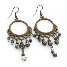 Серьги Indigo ING-RR-135 круглые с подвесками из бусин