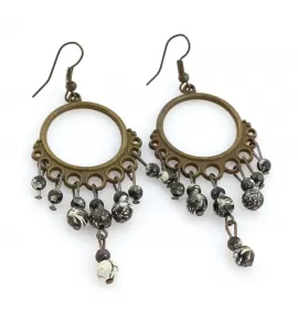 Серьги Indigo ING-RR-135 круглые с подвесками из бусин