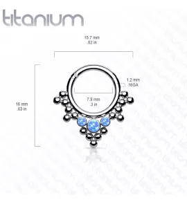 Кольцо кликер из титана с опалом Pirslab RHT59-OP17 серьга для пирсинга септума, трагуса и хеликса, брови, губ