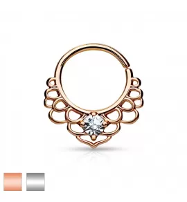 Серьга для пирсинга септума, хряща уха в форме кольца PiercedFish --SEP3-11 с фианитом