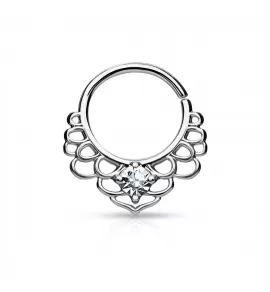 Серьга для пирсинга септума, хряща уха в форме кольца PiercedFish --SEP3-11 с фианитом