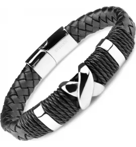 Черный кожаный мужской браслет Everiot SP-MJ-1504