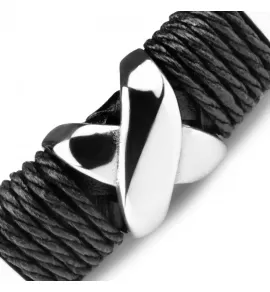 Черный кожаный мужской браслет Everiot SP-MJ-1504