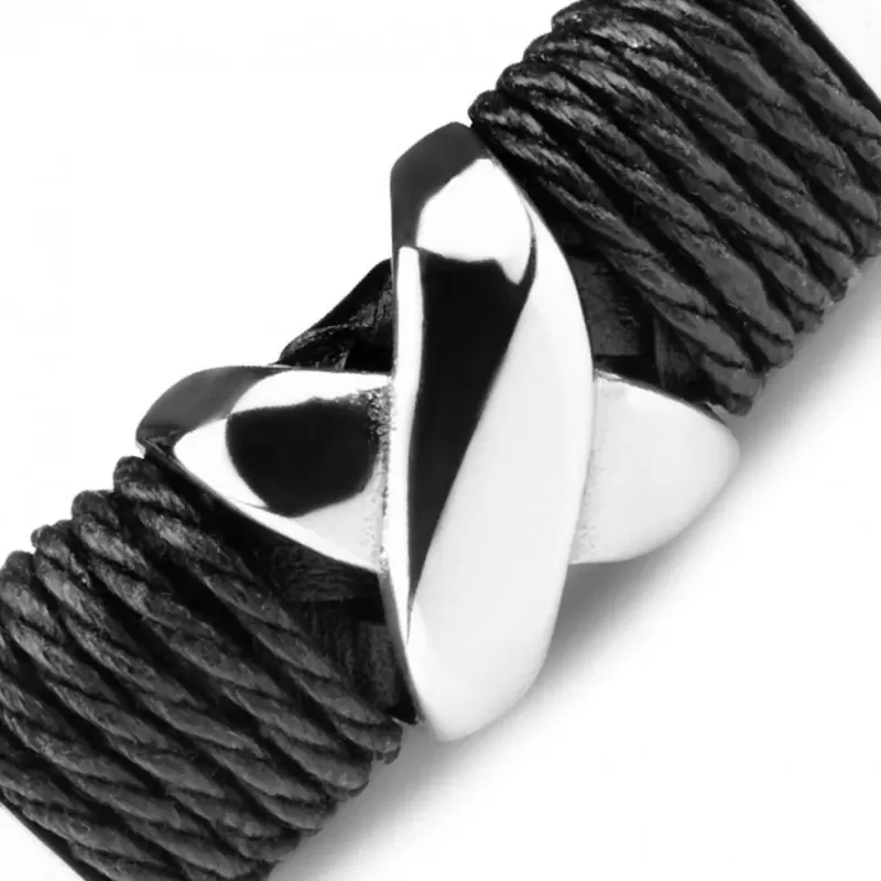 Черный кожаный мужской браслет Everiot SP-MJ-1504