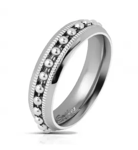 Стальное кольцо с вращающейся шариковой цепочкой Spikes --R-M6005