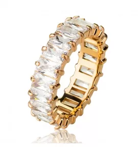 Женское кольцо дорожка из стали TATIC RSS-6709 покрытие розовое золото, с фианитами