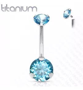 Пирсинг пупка банан Pirslab T23N052-Q из титана с фианитом