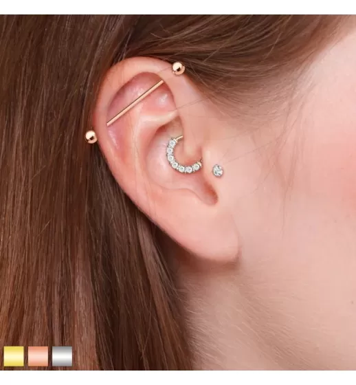 Штанга из стали PiercedFish GDPB для пирсинга языка, хряща уха, хеликса, сосков, брови, индастриал