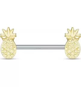 Штанга для пирсинга сосков "Ананасы" из стали PiercedFish KB087