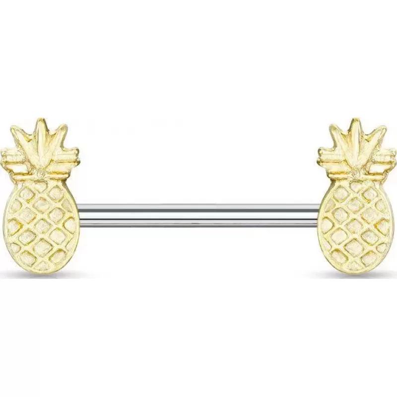 Штанга для пирсинга сосков "Ананасы" из стали PiercedFish KB087