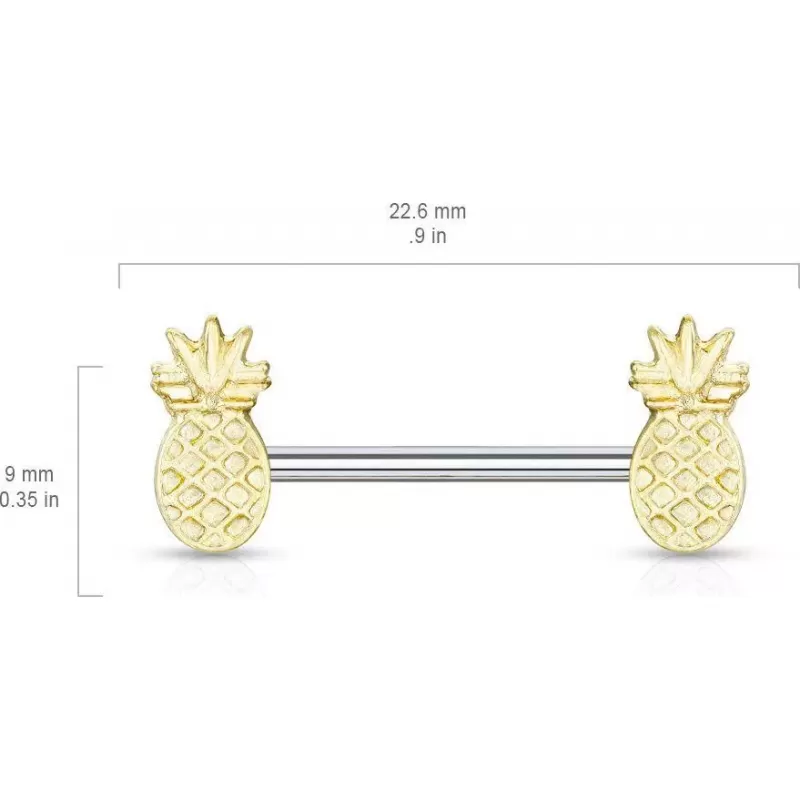 Штанга для пирсинга сосков "Ананасы" из стали PiercedFish KB087