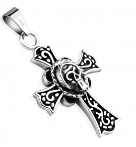 Мужской крест из стали Spikes SSPQ-1102 с черепом