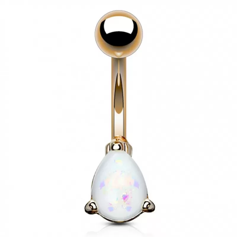 Украшение для пирсинга пупка PiercedFish NSD1922 c имитацией опала