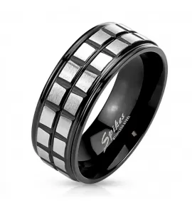 Мужское кольцо из стали Spikes --R-M3893K с объёмным рисунком-клеткой