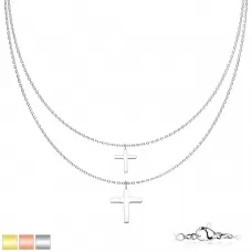 Двухслойное колье TATIC SNP-1497 из цепочек и подвесок в форме креста из стали