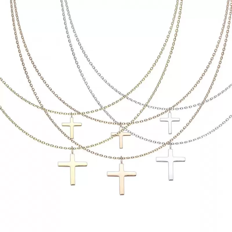 Двухслойное колье TATIC SNP-1497 из цепочек и подвесок в форме креста из стали