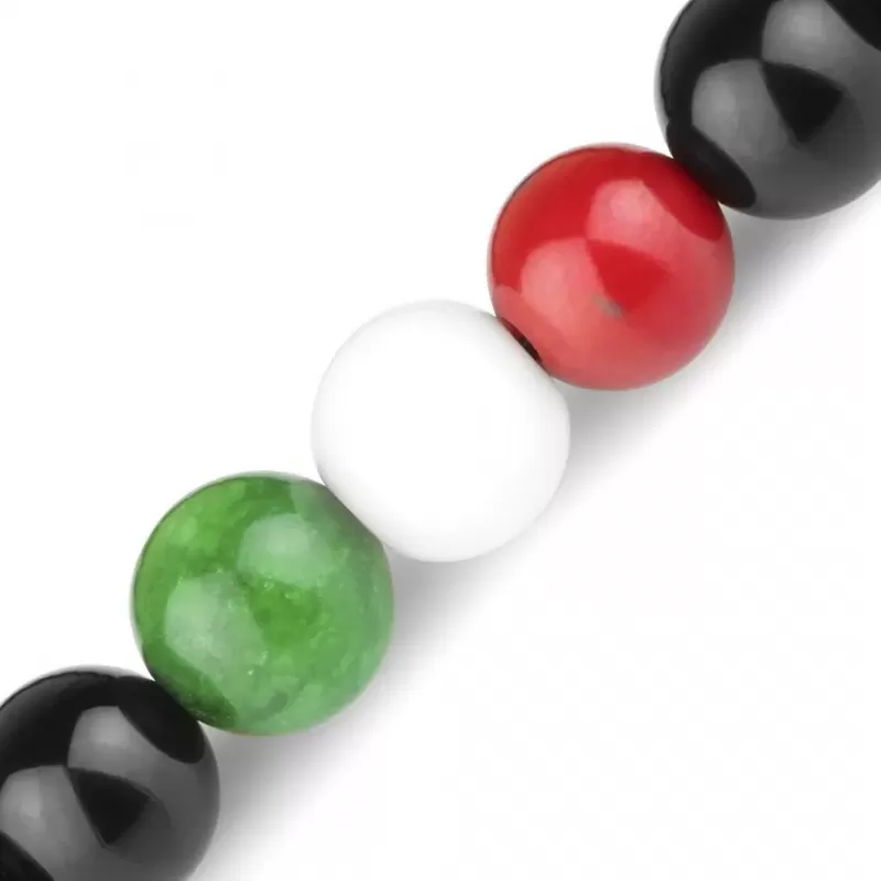 Браслет из черного агата "I love Italy" с итальянским флагом Everiot Select LNS-2289 на резинке