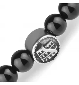 Браслет из черного агата "I love Italy" с итальянским флагом Everiot Select LNS-2289 на резинке