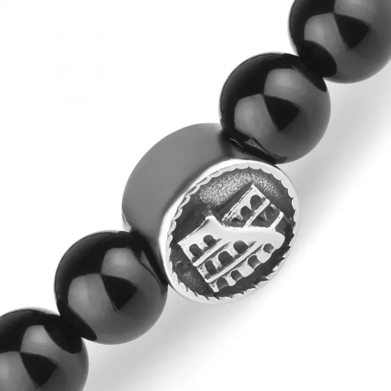 Браслет из черного агата "I love Italy" с итальянским флагом Everiot Select LNS-2289 на резинке