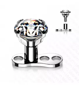 Микродермал из титана с фианитом Pirslab TID04, якорь и накрутка для плоскостного пирсинга лица и тела