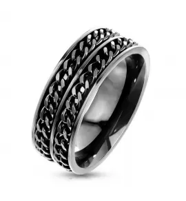 Мужское двойное кольцо-антистресс из стали TATIC RSS-7563 с вращающимися цепочками