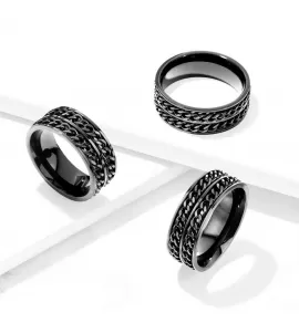 Мужское двойное кольцо-антистресс из стали TATIC RSS-7563 с вращающимися цепочками