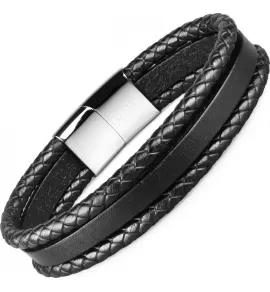 Черный кожаный браслет Everiot BC-MJ-1656 мужской