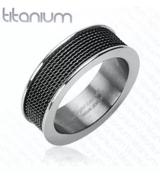 Мужское кольцо из титана Spikes --R-TI-3806B с рельефной поверхностью