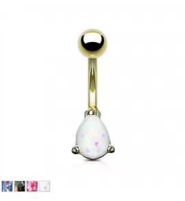Серьга для пирсинга пупка PiercedFish NSD1921 c имитацией опала