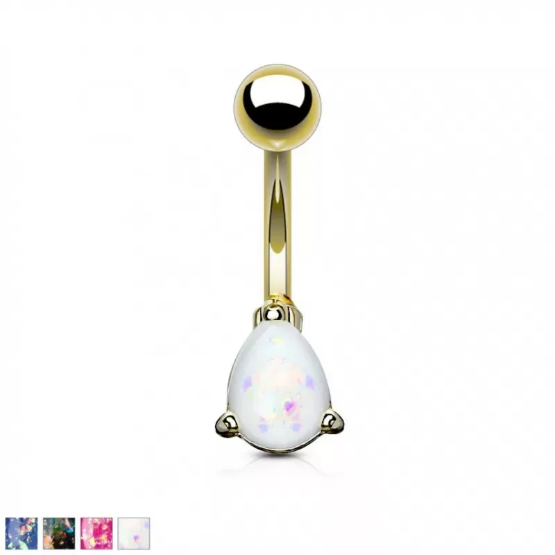 Серьга для пирсинга пупка PiercedFish NSD1921 c имитацией опала