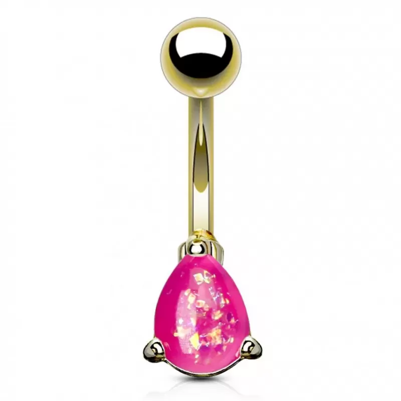 Серьга для пирсинга пупка PiercedFish NSD1921 c имитацией опала