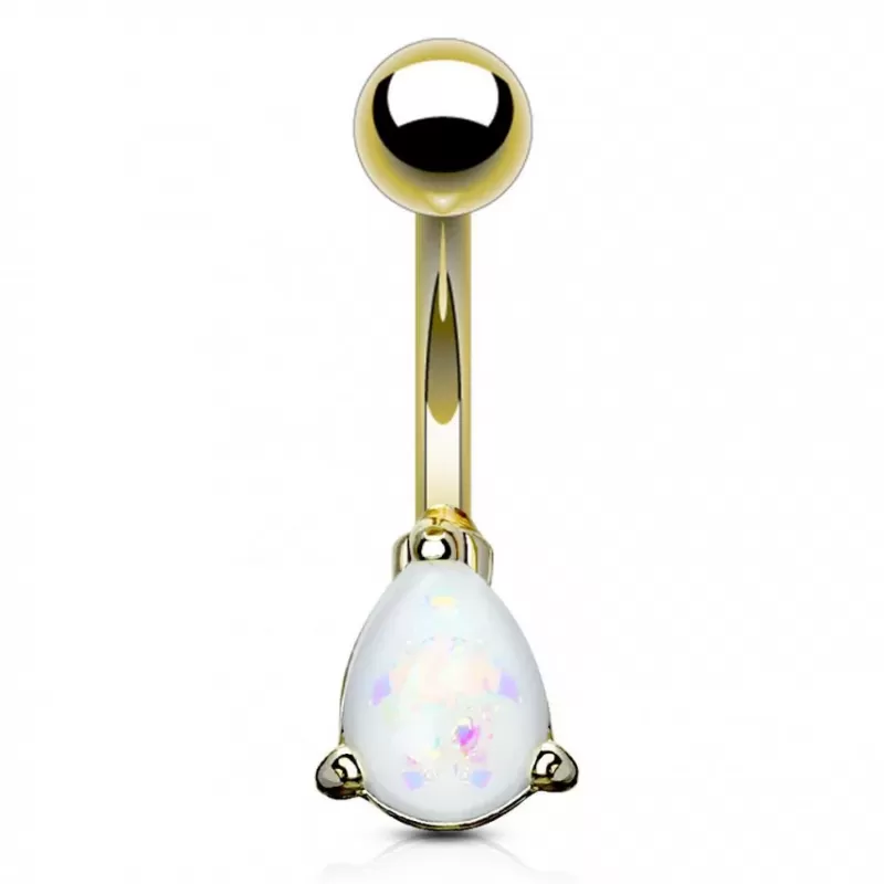 Серьга для пирсинга пупка PiercedFish NSD1921 c имитацией опала