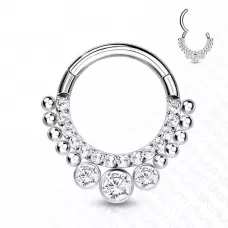 Кольцо кликер из титана с фианитами Pirslab RHT63 серьга для пирсинга септума носа, трагуса, хеликса, уха, брови, сосков