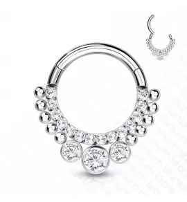Кольцо кликер из титана с фианитами Pirslab RHT63 серьга для пирсинга септума носа, трагуса, хеликса, уха, брови, сосков