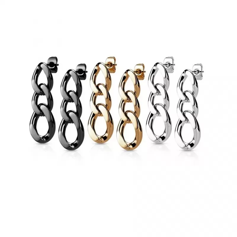 Длинные висячие серьги-цепи из трех звеньев TATIC SE4079, из нержавеющей стали