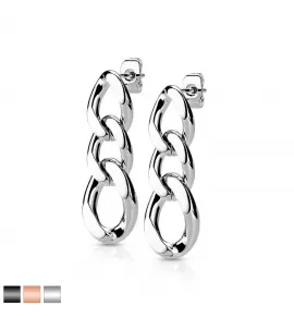 Длинные висячие серьги-цепи из трех звеньев TATIC SE4079, из нержавеющей стали