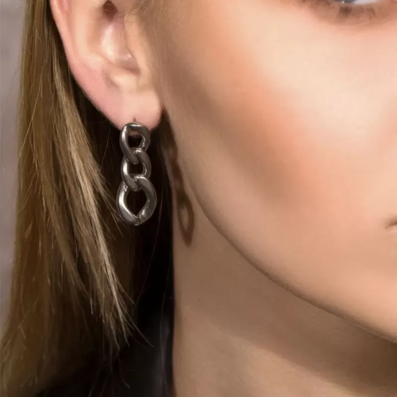 Длинные висячие серьги-цепи из трех звеньев TATIC SE4079, из нержавеющей стали