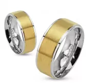 Кольцо из стали Spikes R-M0027 с золотистой полосой