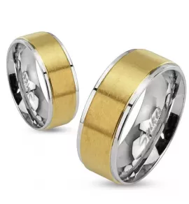 Кольцо из стали Spikes R-M0027 с золотистой полосой