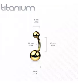 Изогнутая штанга (банан) для пирсинга пупка Pirslab T23N01T-RD из титана