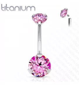 Пирсинг пупка банан Pirslab T23N052-P из титана с фианитом